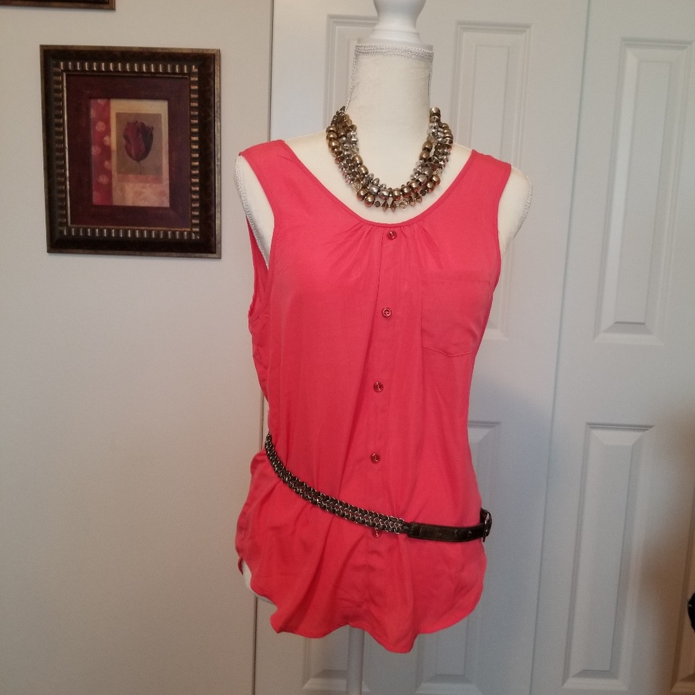 Apricot Color Sleeveless Top